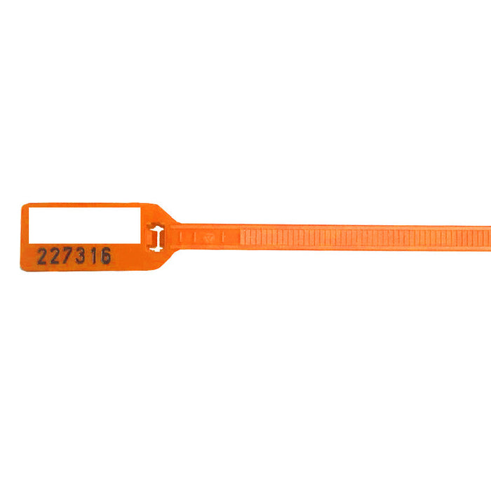 Numbered Write On Flag Zip Tie Tags 6 Inch Long 100 pc Pack Orange