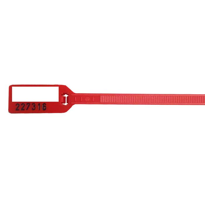 Numbered Write On Flag Zip Tie Tags 6 Inch Long 100 pc Pack Red
