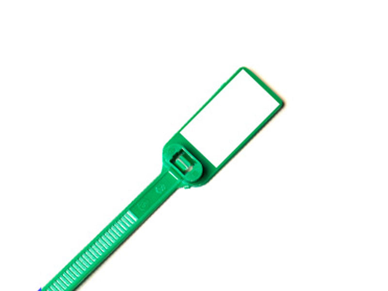 Write On Zip Tie Tag 6 Inch 1.1/4 Inch x 5/8 Inch Flag Size 100 pc Green