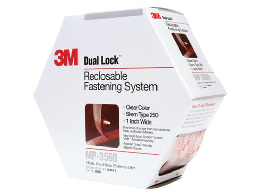 3M Dual Lock Mini Pack Acrylic Adhesive Fasteners 1 Inch Wide x 15 Feet Long 250 Stems per Inch Clear 1 pc