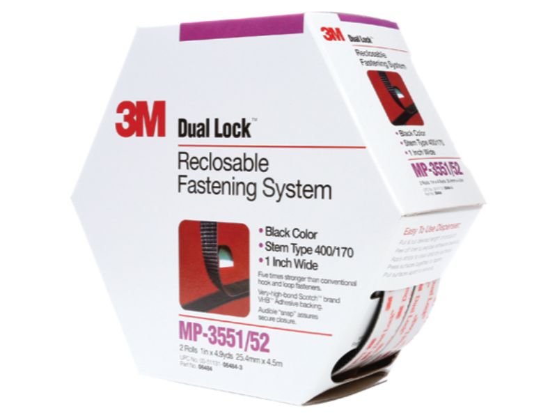 3M Dual Lock Mini Pack Acrylic Adhesive Fasteners 1 Inch Wide x 15 Feet Long 400 / 170 Stems per Inch Black 5 pcs