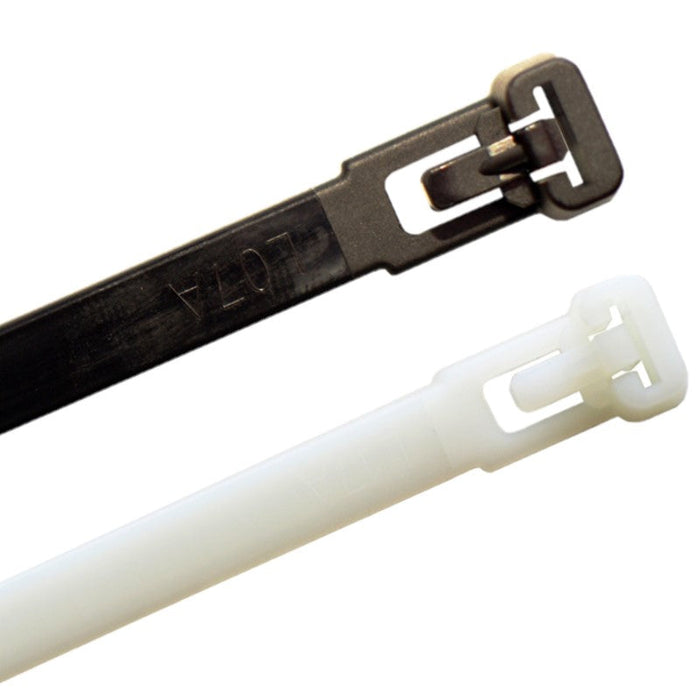 14" Inch Long - Releasable Reusable Zip Ties - Black - 50 Lbs Tensile Strength - 100 Pcs Pack