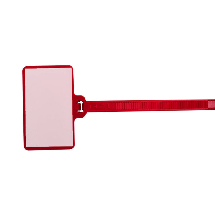 Write On Zip Tie Tags 6 Inch 1.7/8 Inch x 1.1/8 Inch Flag Size 100 pc Red