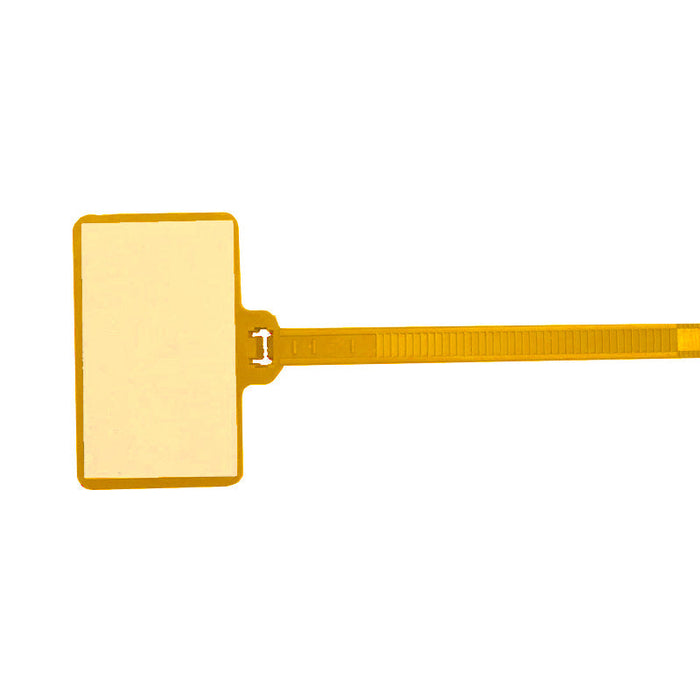 Write On Zip Tie Tags 3 Inch 1.7/8 Inch x 1.1/8 Inch Flag Size 100 pc Yellow