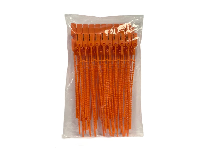 Tamper Evident Serialized Pull Tight Zip Tie Seals 12 Inch 50 Pc Orange