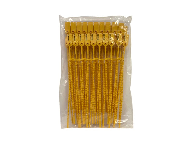 Tamper Evident Serialized Pull Tight Zip Tie Seals 12 Inch 50 Pc Yellow