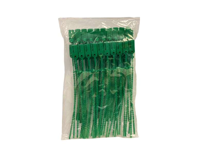 Tamper Evident Serialized Pull Tight Zip Tie Seals 18 Inch 50 Pc Green