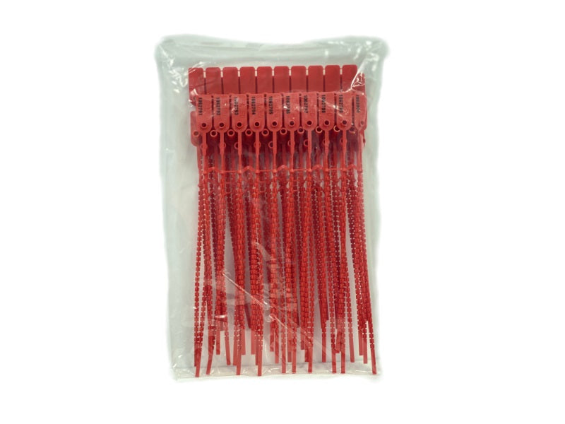 Tamper Evident Serialized Pull Tight Zip Tie Seals 18 Inch 50 Pc Red