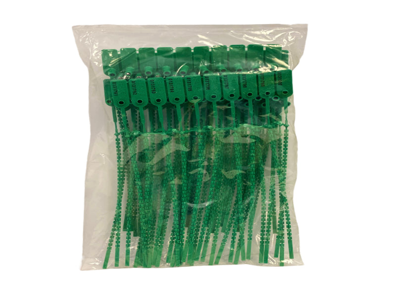 Tamper Evident Serialized Pull Tight Zip Tie Seals 8 Inch 50 Pc Green