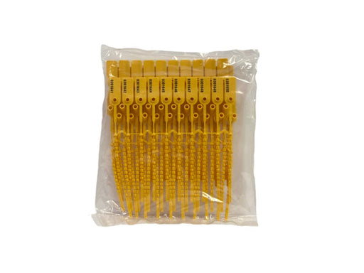 Tamper Evident Serialized Pull Tight Zip Tie Seals 8 Inch 50 Pc Yellow