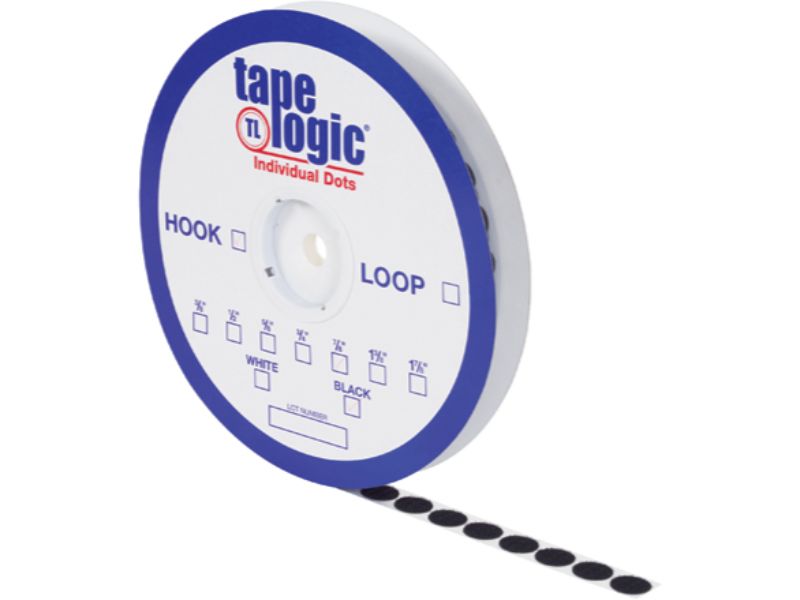 Tape Logic Individual Hook Tape Dots 3/8 Inch Wide 1800 Dots Black
