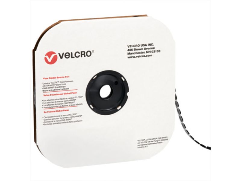 VELCRO Individual Hook Tape Dots 3/8 Inch W 1800 Dots Black